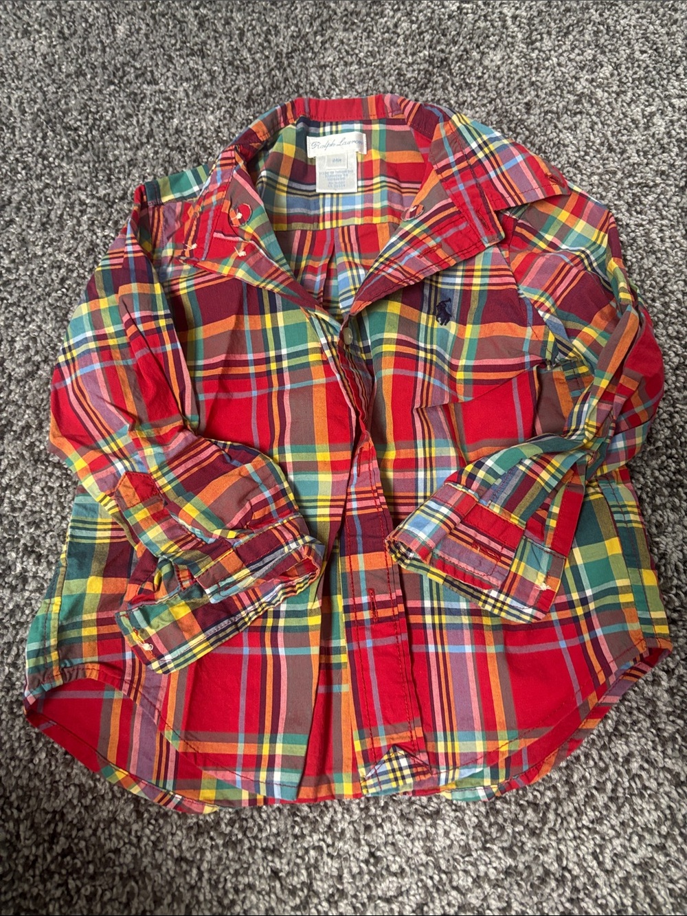 Ralph Lauren Red Multicolor Plaid Cotton Shirt